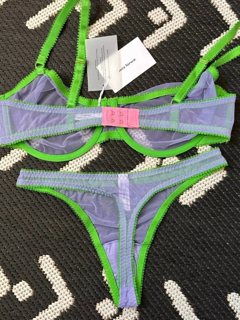 dora larsen Mesh Bra Set -Corelee Clean Tulle‎ Pastel Blue 36DD/ Thong Size 4